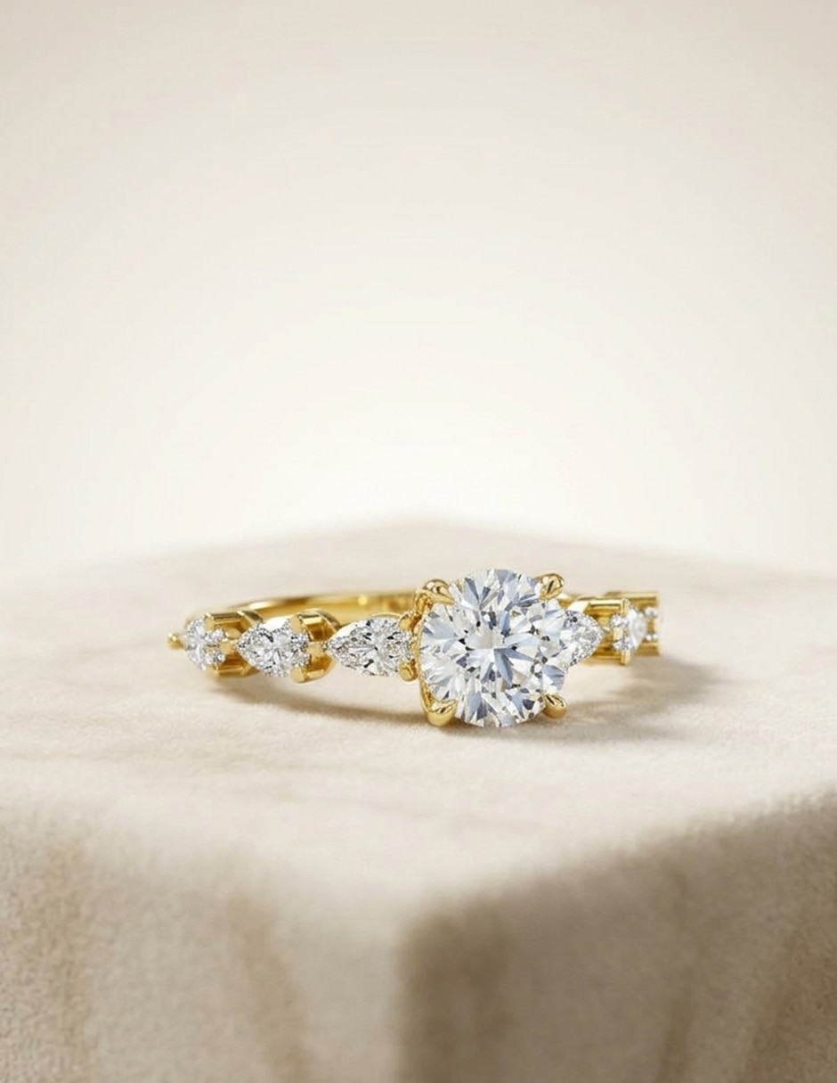 Anillo de compromiso de oro 14 k Amore Mio zirconia cúbica