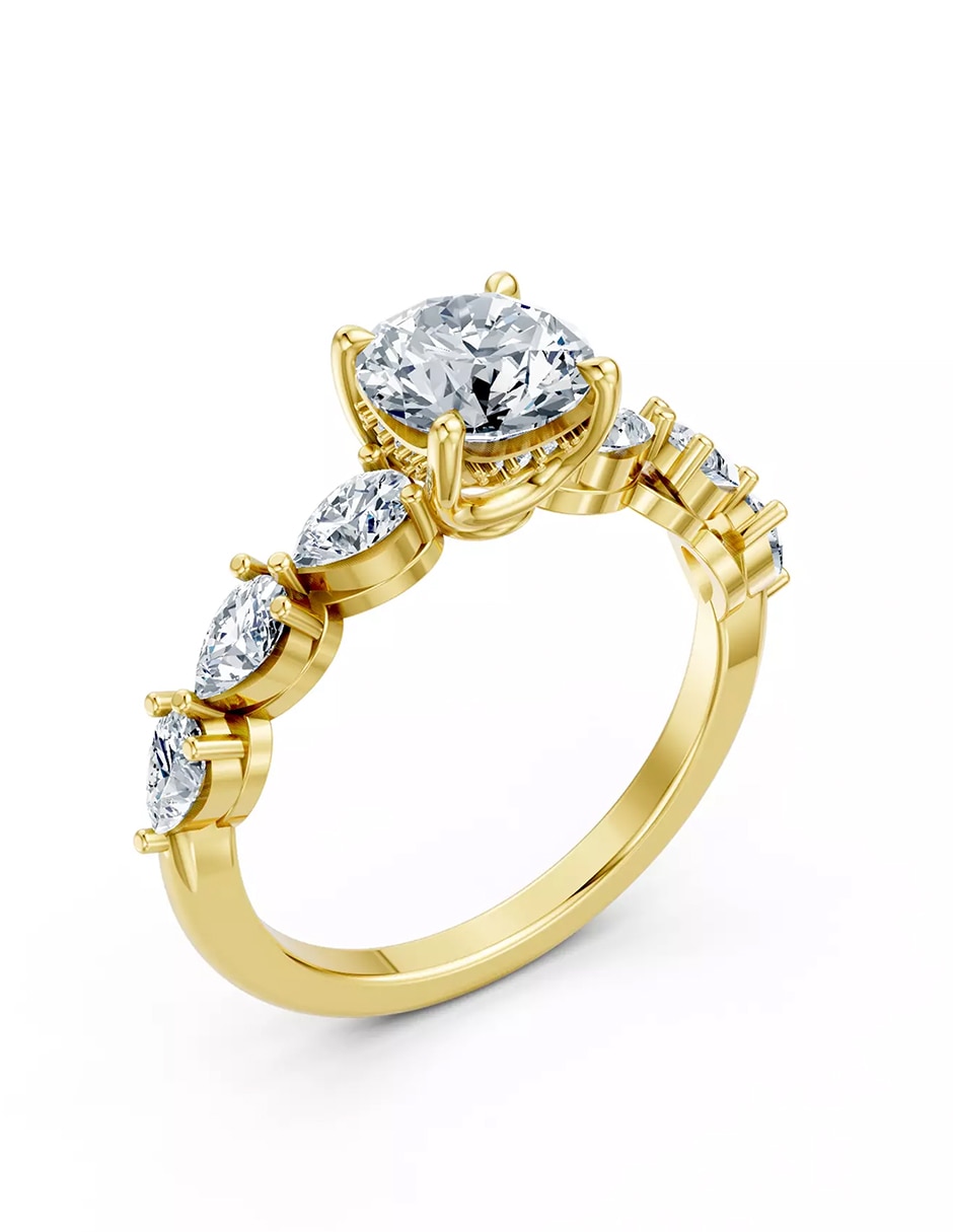 Anillo de compromiso de oro 14 k Amore Mio zirconia cúbica
