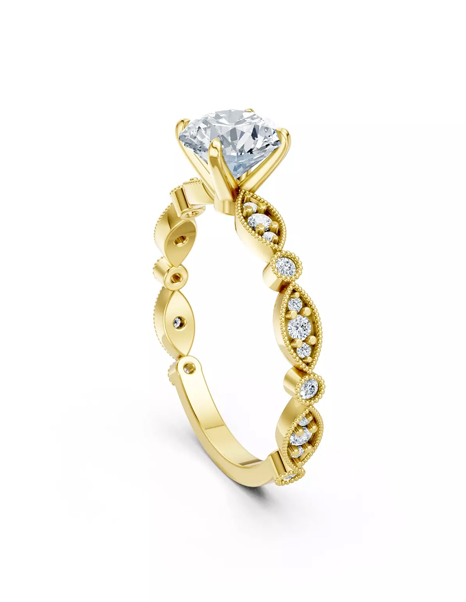 Anillo de compromiso de oro 14 k Amore Mio zirconia cúbica