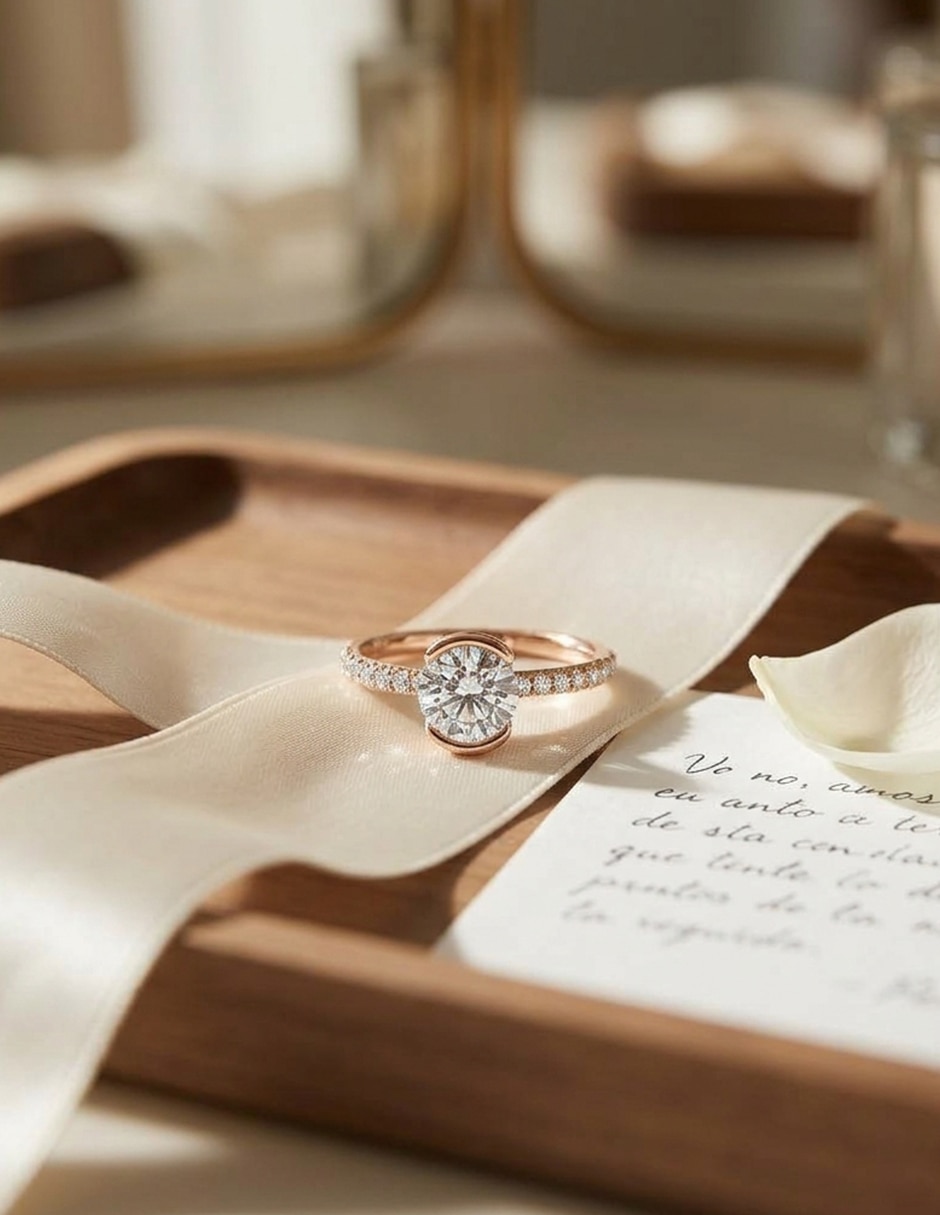 Anillo de compromiso de oro 14 k zirconia cúbica 4