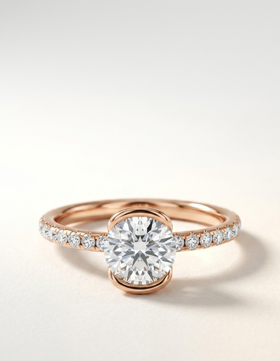 Anillo de compromiso de oro 14 k zirconia cúbica 5