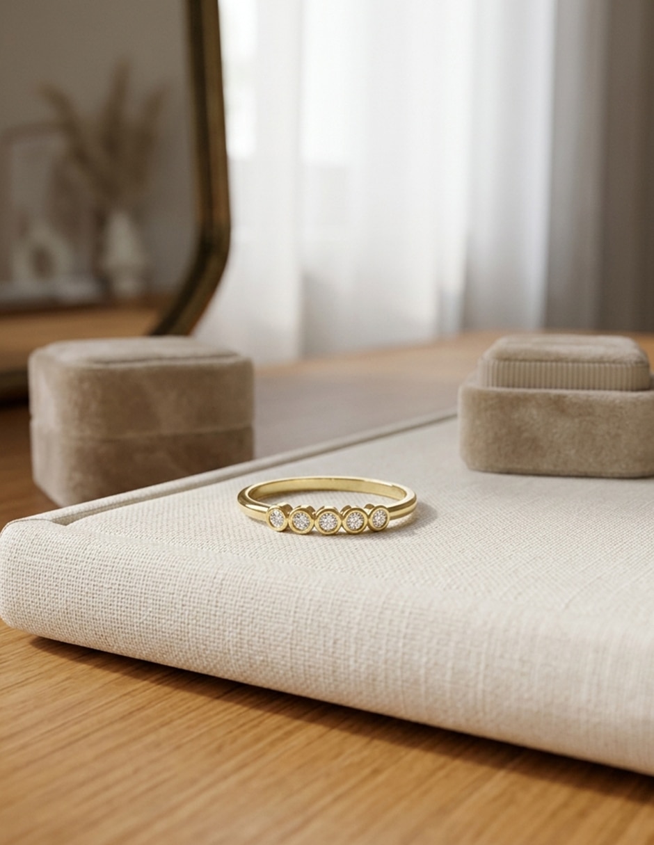 Anillo de compromiso de oro 14 k Amore Mio zirconia cúbica