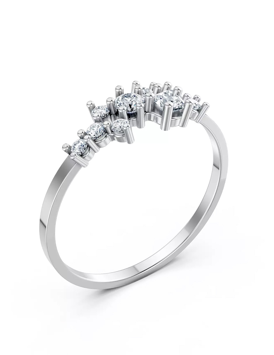 Anillo de compromiso de oro 14 k zirconia cúbica 7