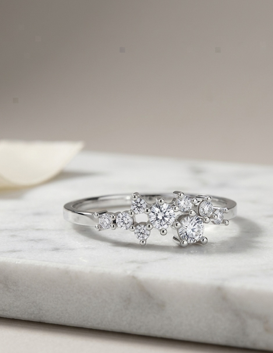 Anillo de compromiso de oro 14 k zirconia cúbica 8