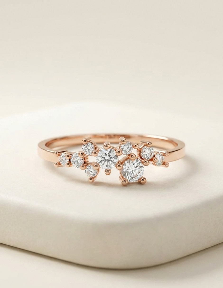 Anillo de compromiso de oro 9 k zirconia cúbica 5