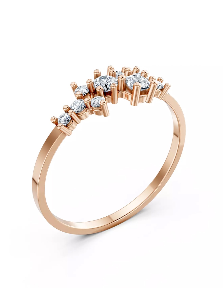 Anillo de compromiso de oro 9 k zirconia cúbica 7
