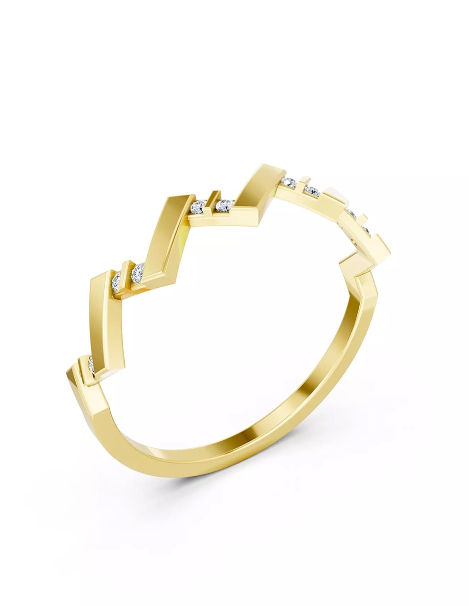 Anillo de compromiso de oro 14 k Amore Mio zirconia cúbica