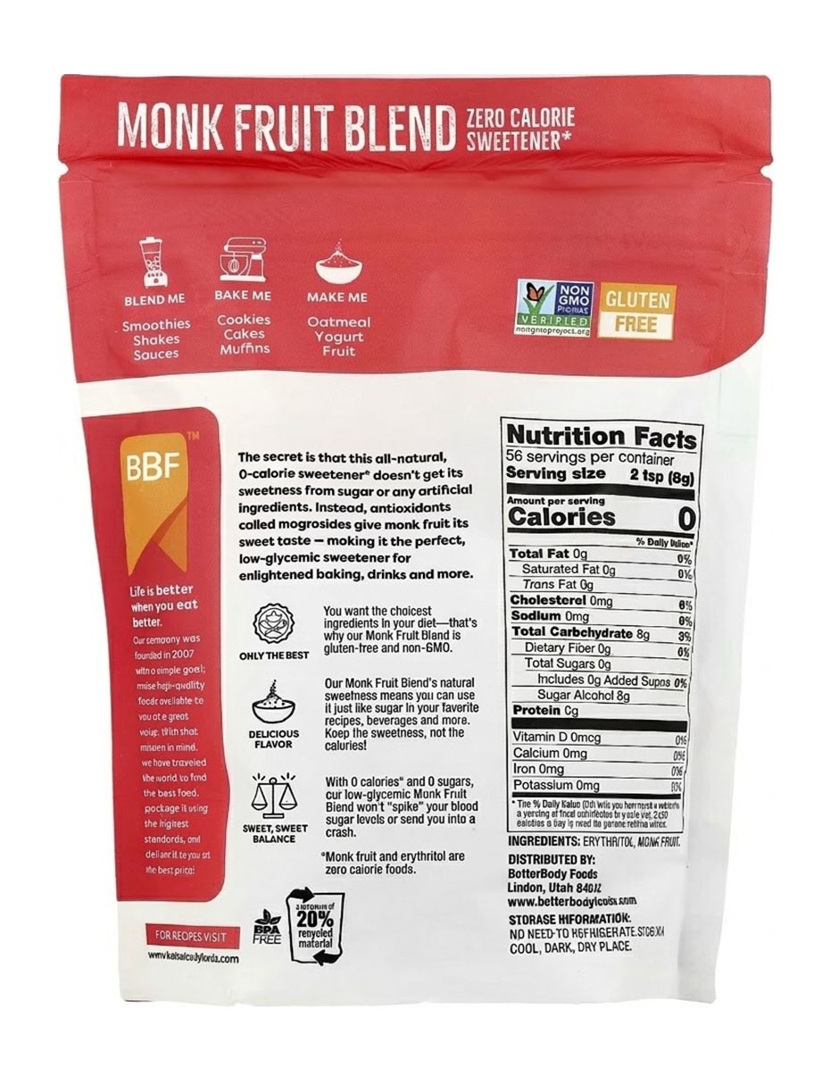 Monk fruit Betterbody Foods de 454 g