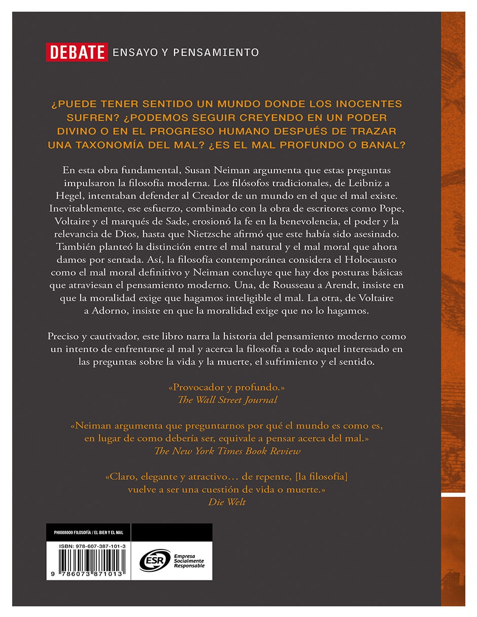 Libro El mal en el pensamiento moderno - Filosofía e historia de Susan Neiman