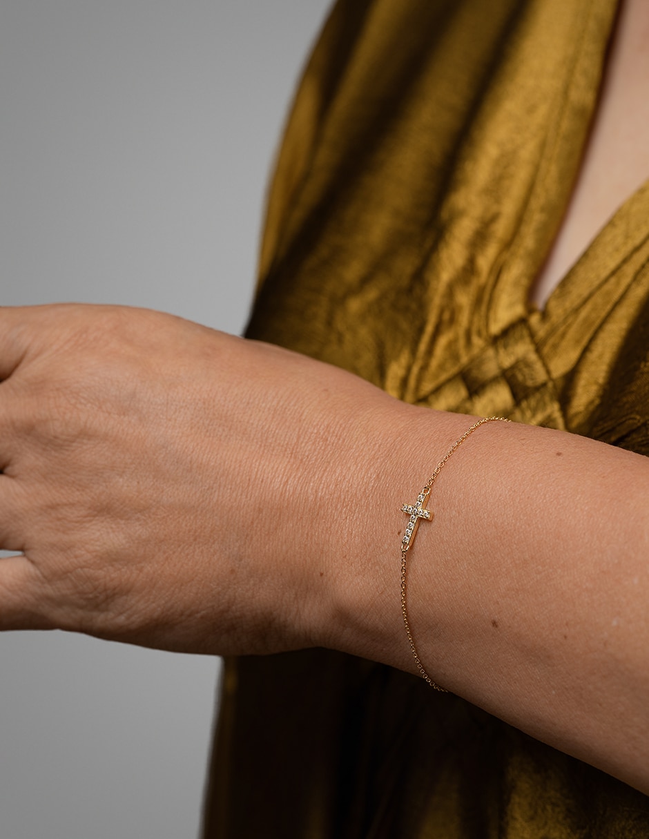 Pulsera Gladkova Joyería de plata con zirconia P 925 acabado chapa de oro