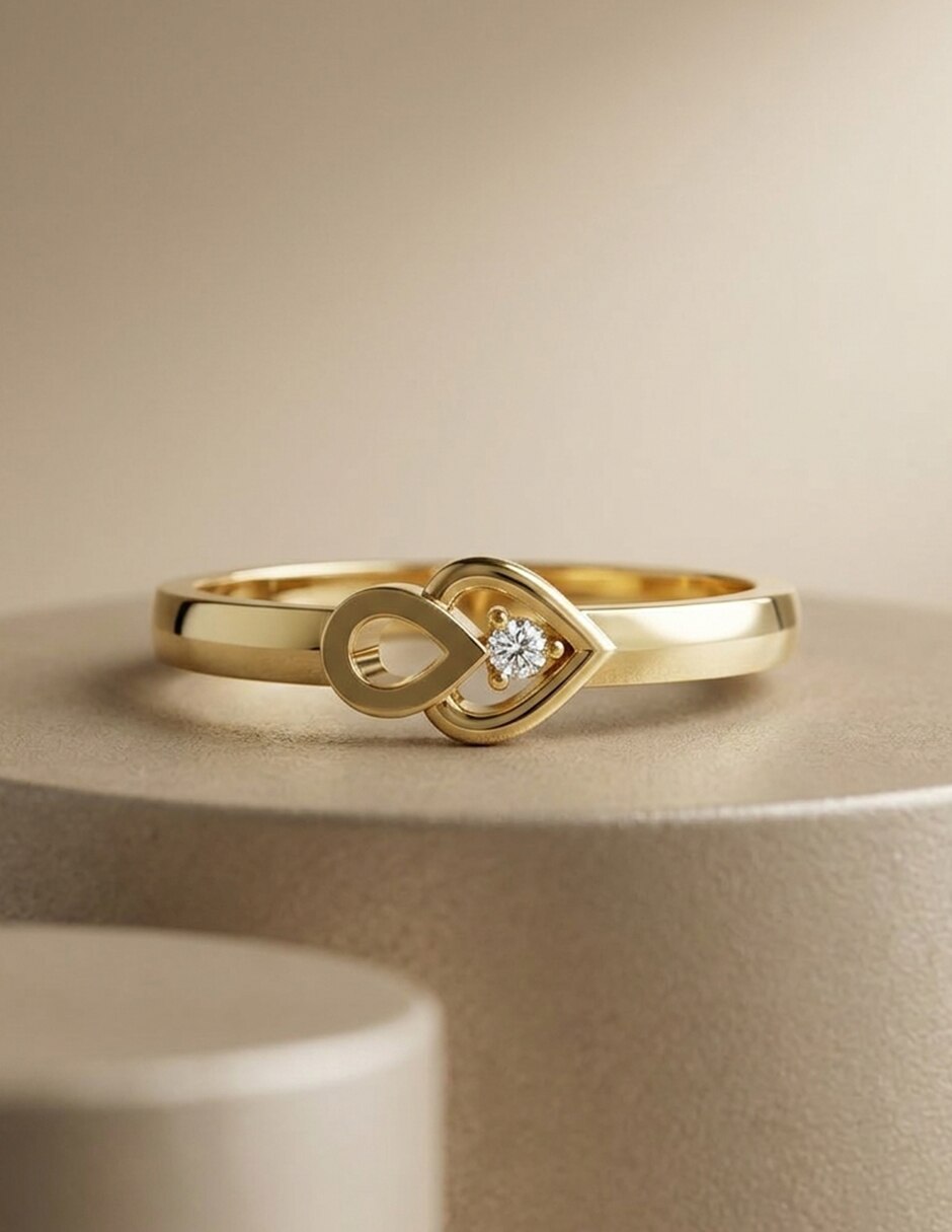 Anillo de compromiso de oro 9 k zirconia cúbica 7