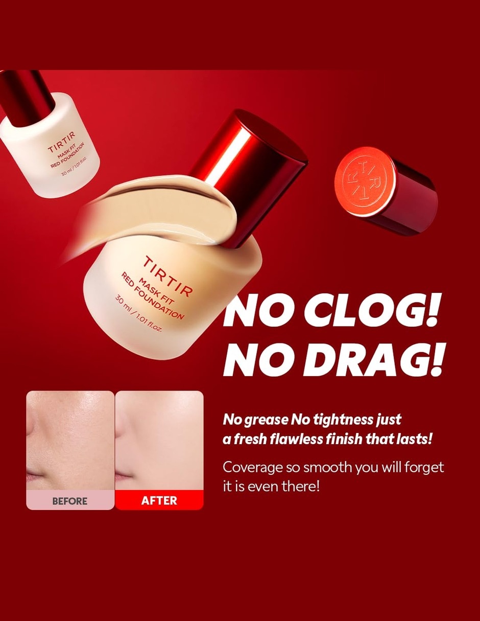 Base de maquillaje líquido Tirtir Mask Fit Red Foundation Satinado