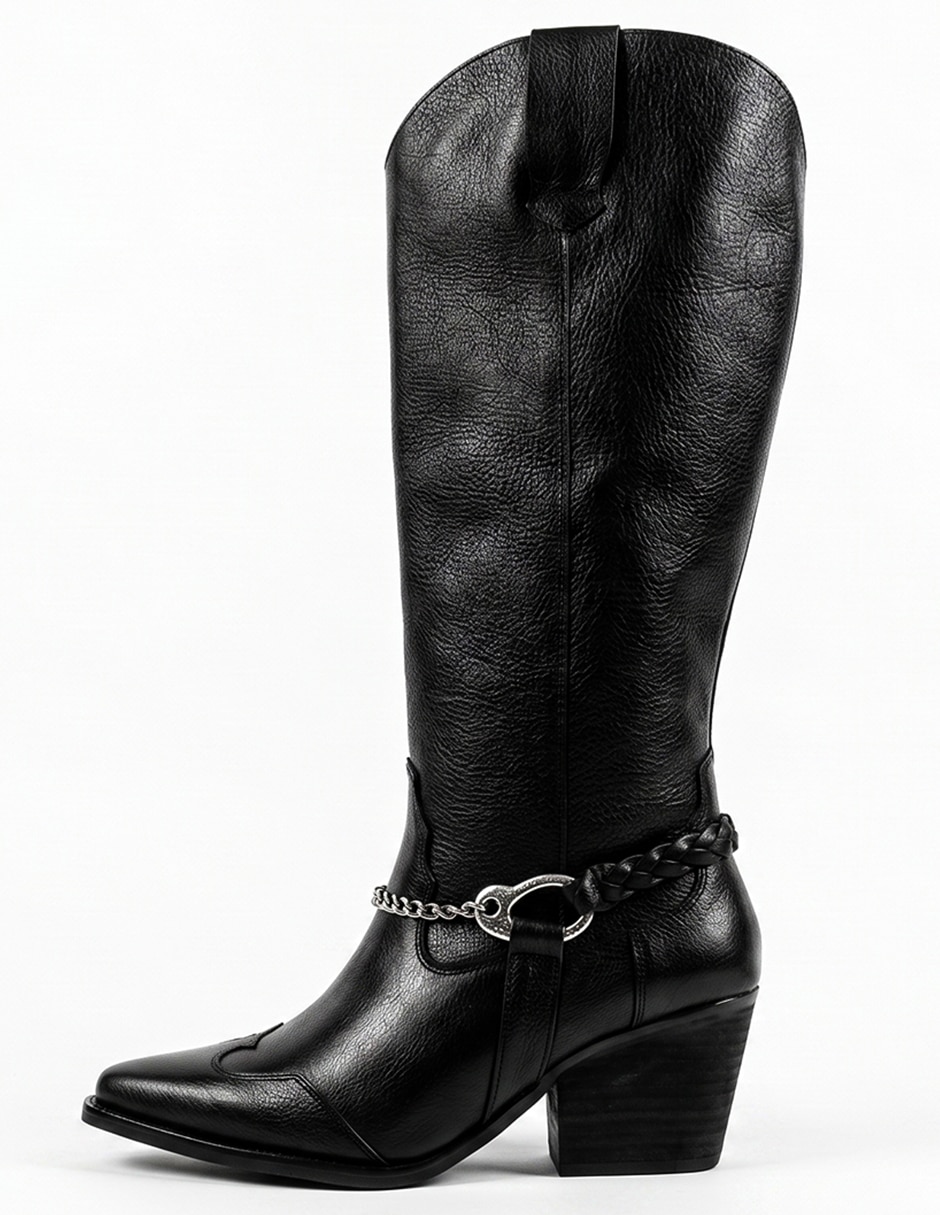 Bota cowboy abajo de la rodilla bota western de piel para mujer