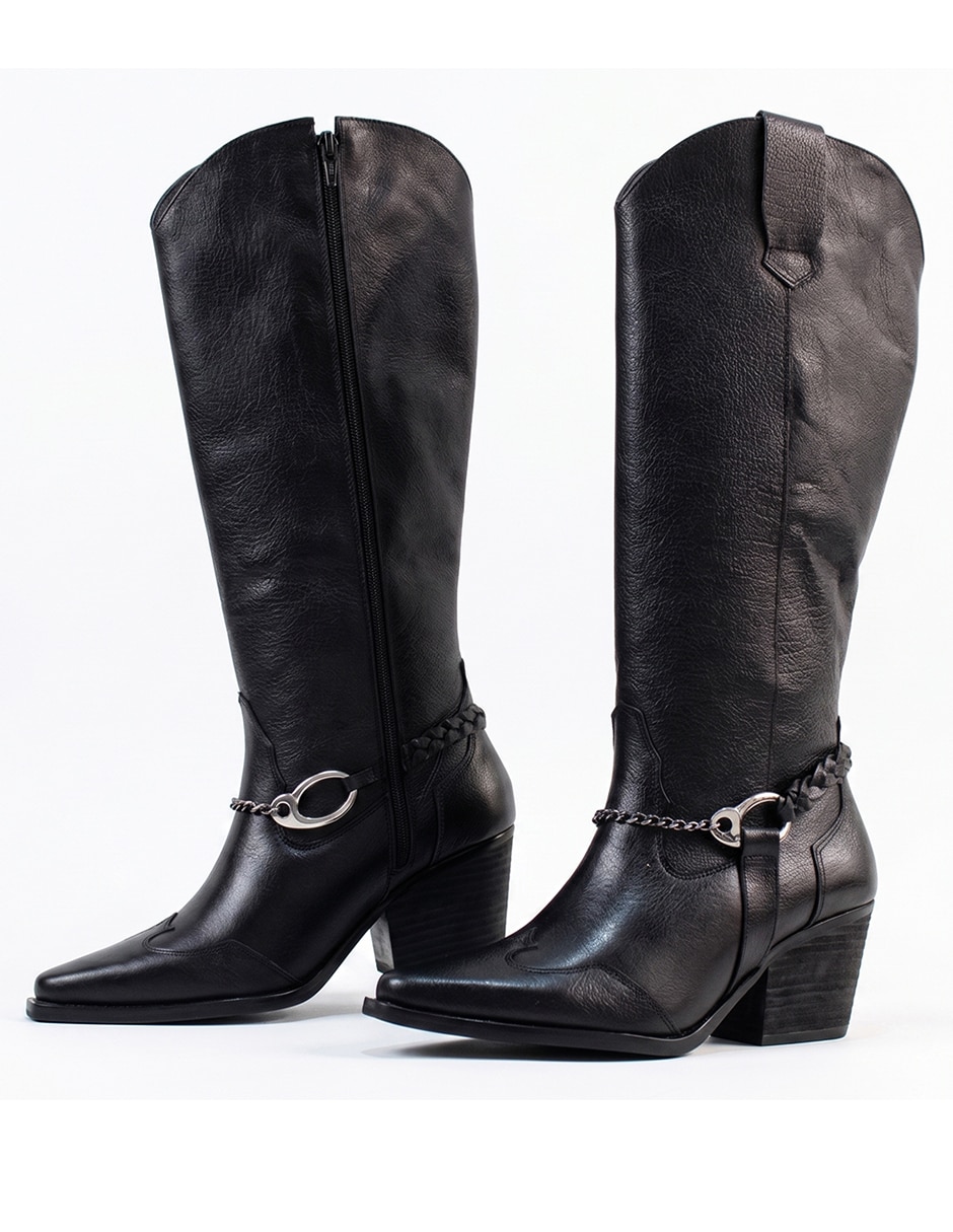 Bota cowboy abajo de la rodilla Kuali Shoes de piel para mujer