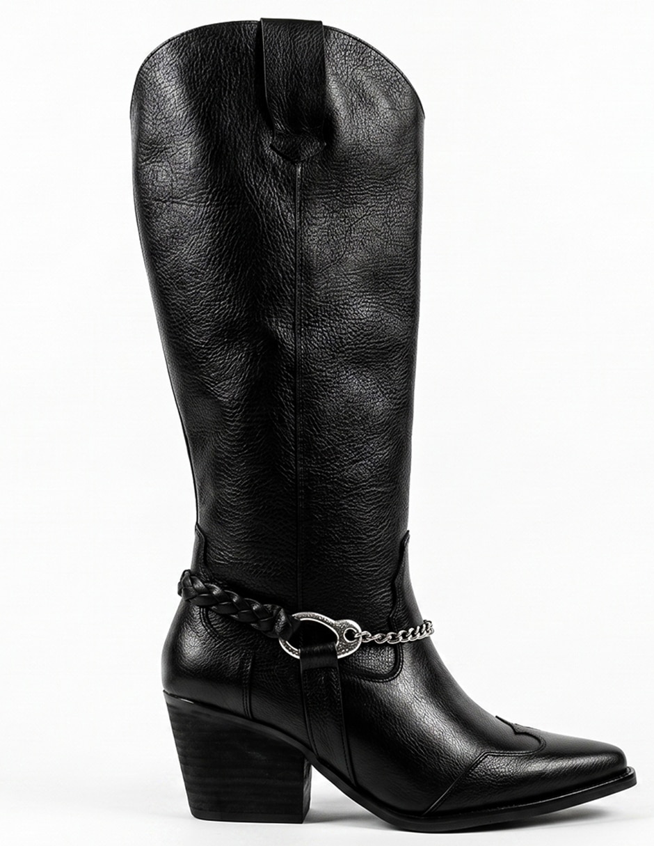 Bota cowboy abajo de la rodilla Kuali Shoes de piel para mujer