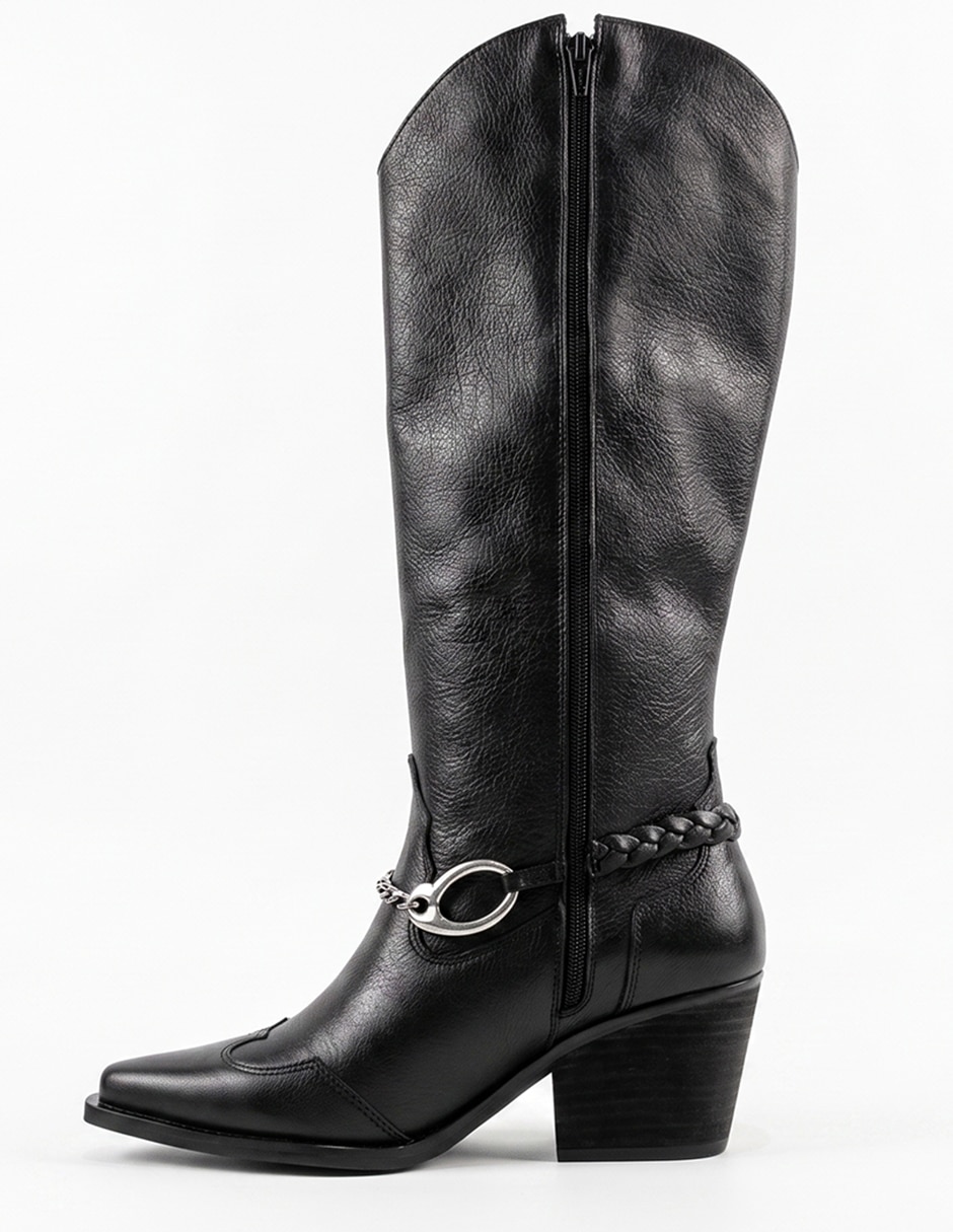 Bota cowboy abajo de la rodilla Kuali Shoes de piel para mujer