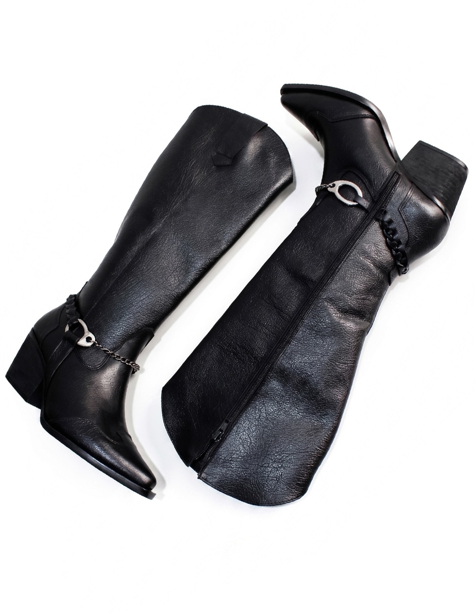 Bota cowboy abajo de la rodilla Kuali Shoes de piel para mujer