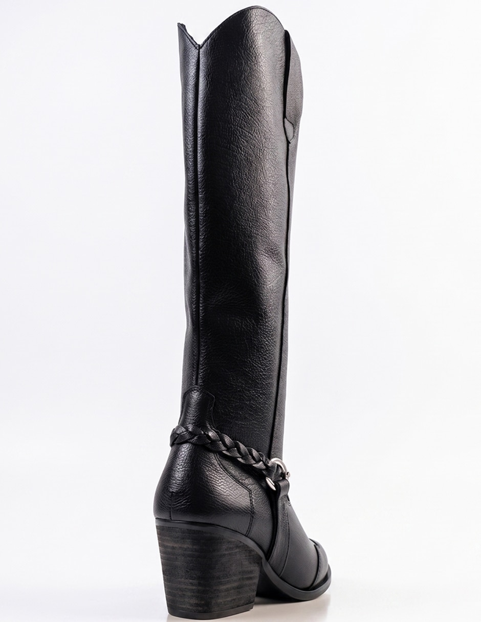 Bota cowboy abajo de la rodilla Kuali Shoes de piel para mujer