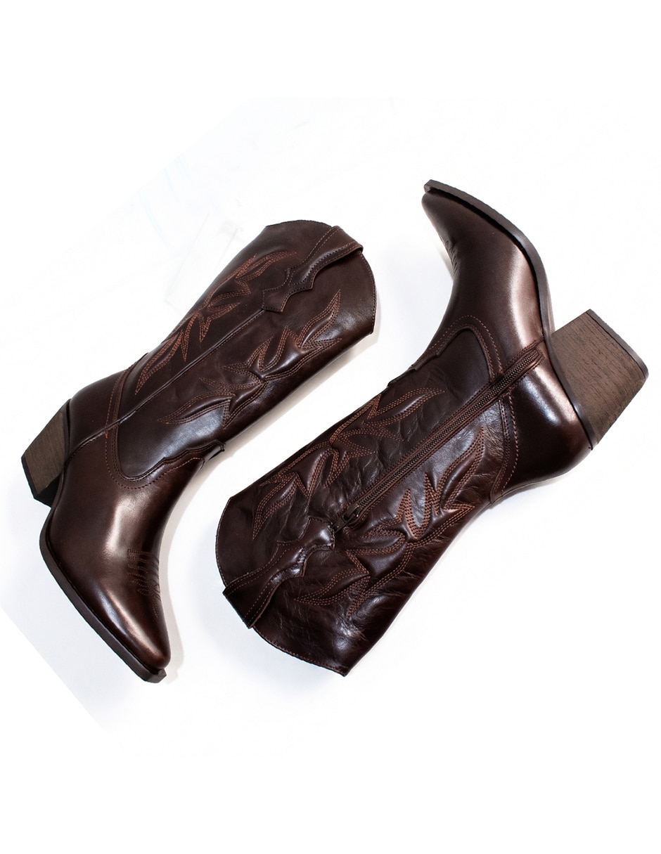 Bota cowboy abajo de la rodilla Kuali Shoes de piel para mujer