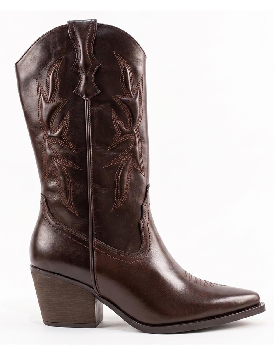 Bota cowboy abajo de la rodilla Kuali Shoes de piel para mujer