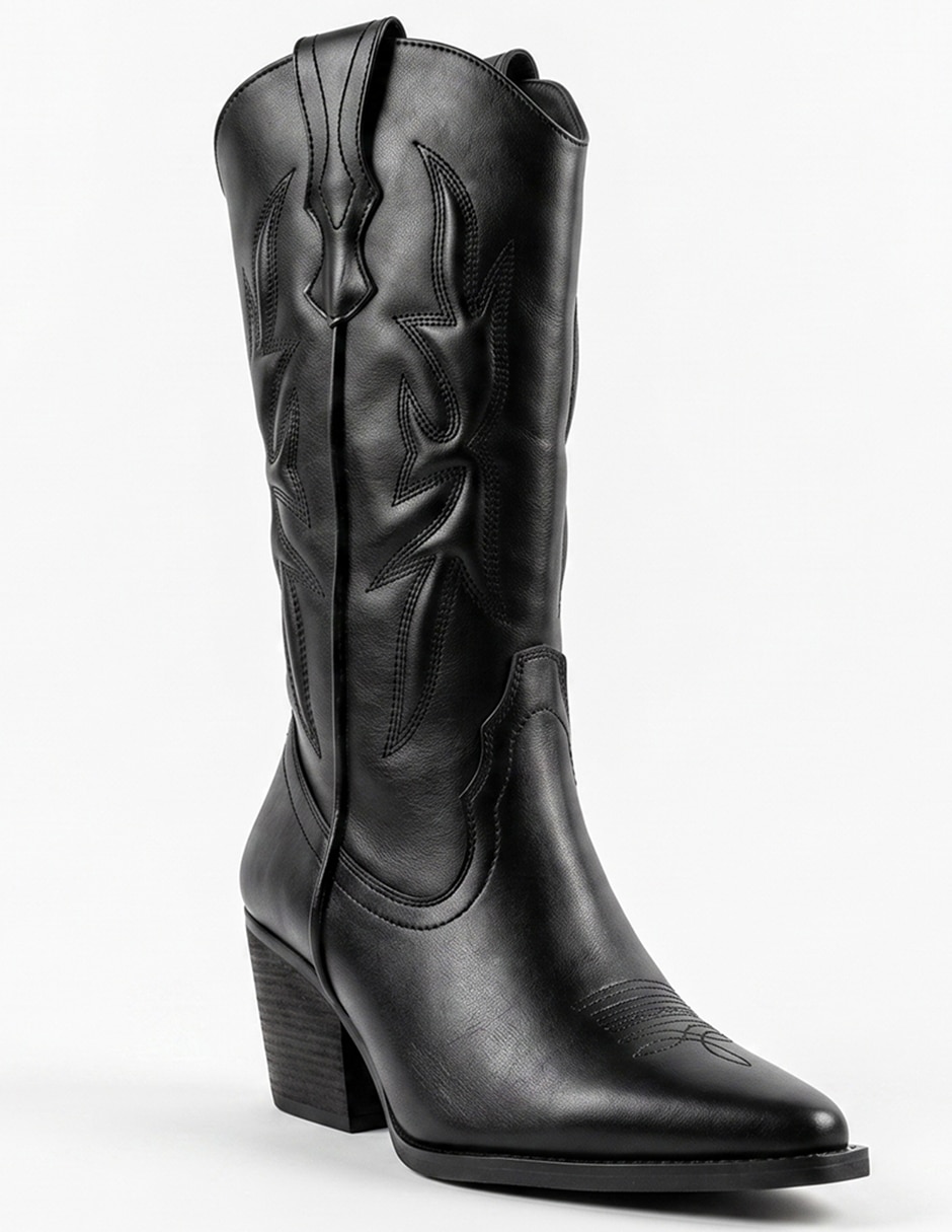 Bota cowboy abajo de la rodilla Kuali Shoes de piel para mujer