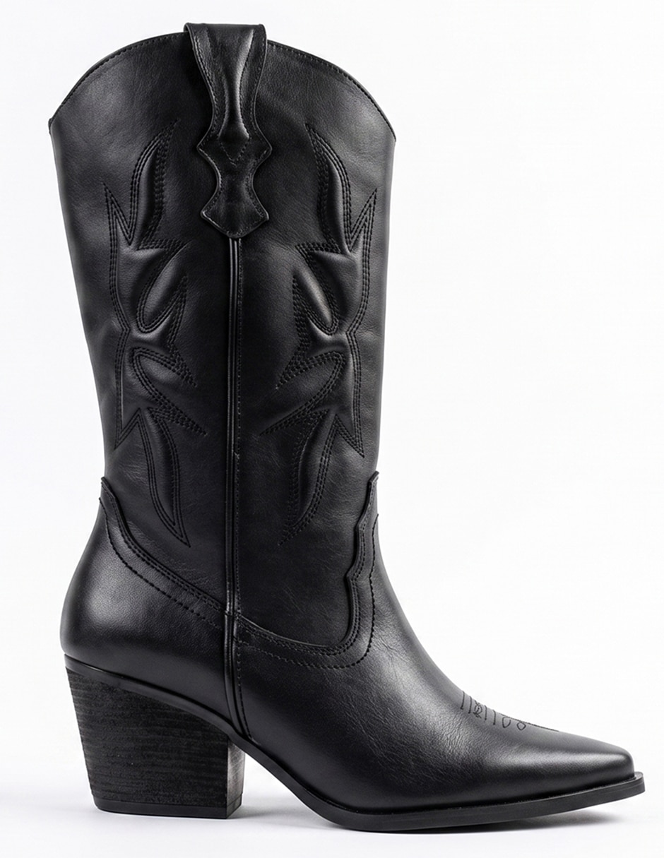 Bota cowboy abajo de la rodilla Kuali Shoes de piel para mujer