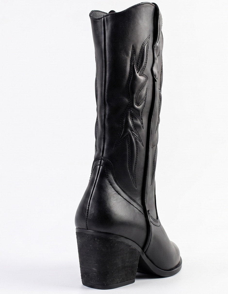 Bota cowboy abajo de la rodilla Kuali Shoes de piel para mujer