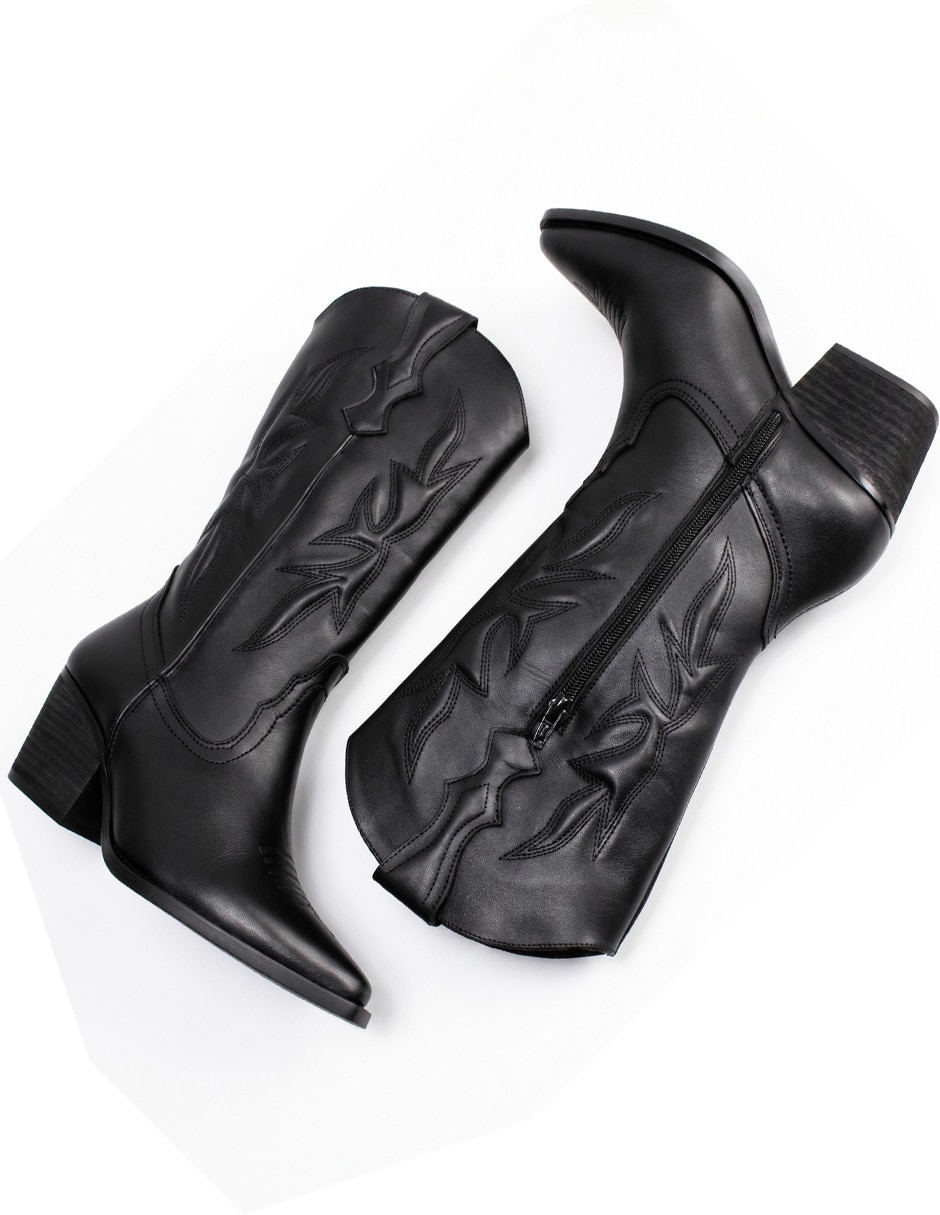 Bota cowboy abajo de la rodilla Kuali Shoes de piel para mujer