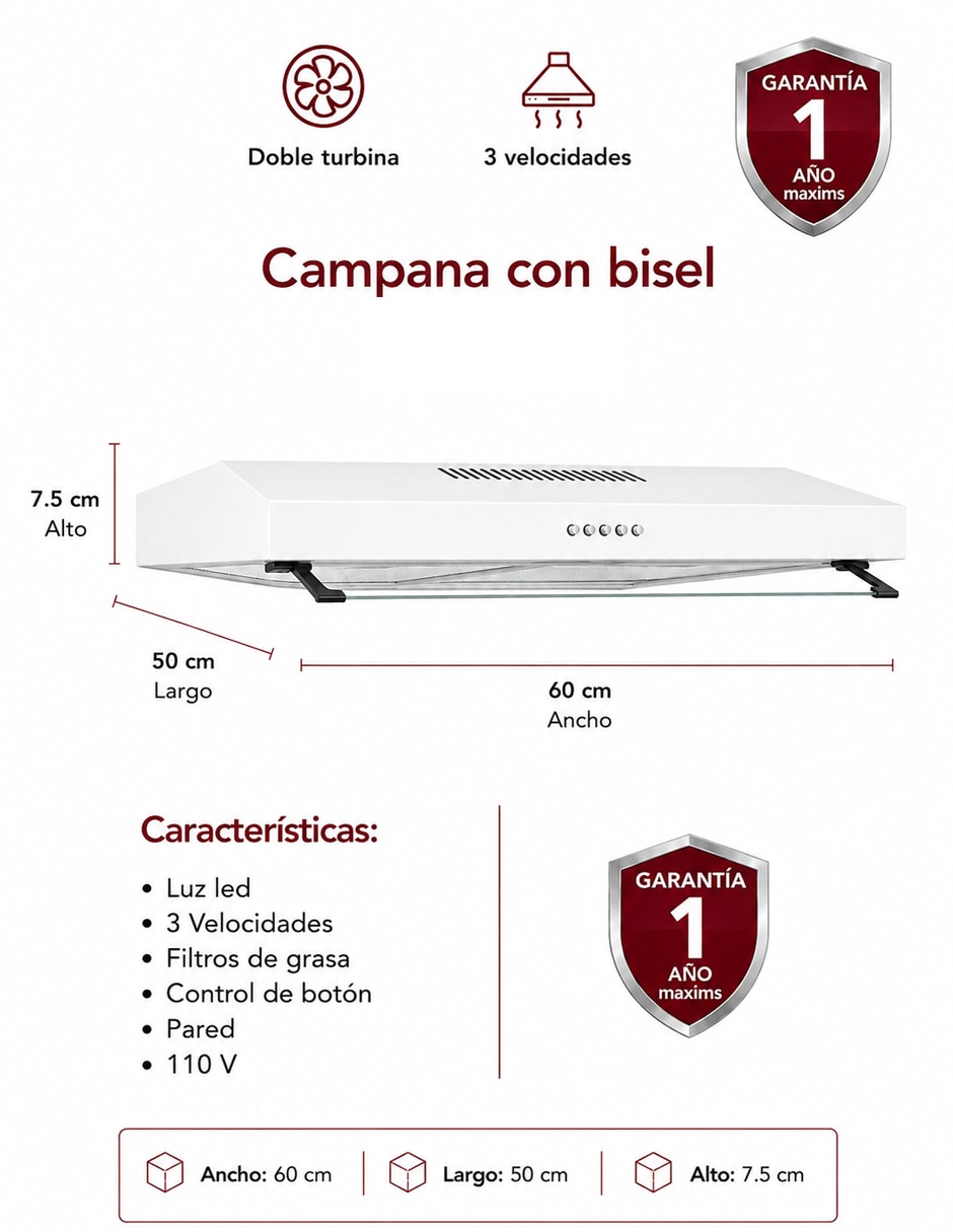 Campana plana Maxims CMB60B de acero