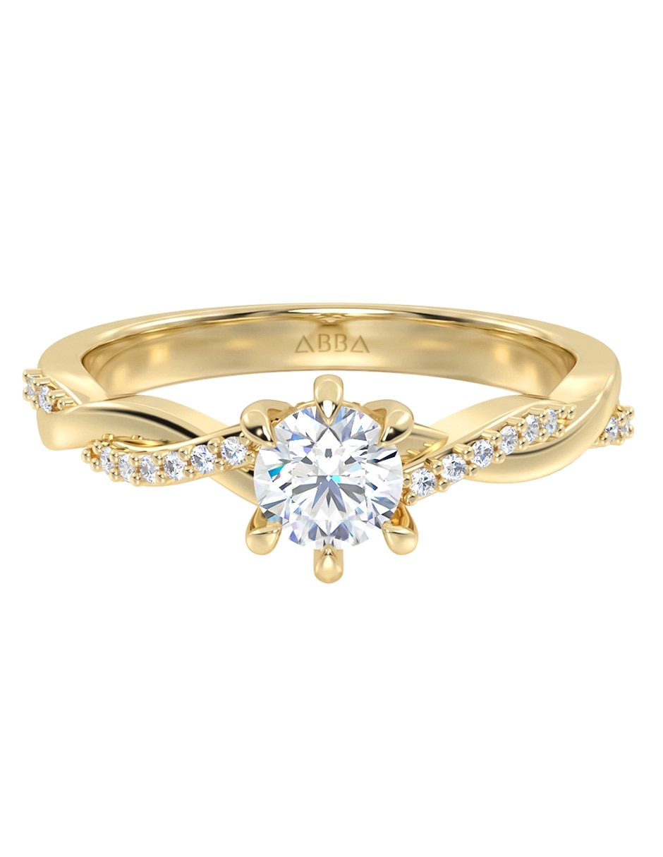 Anillo de compromiso de oro 14 k zirconia