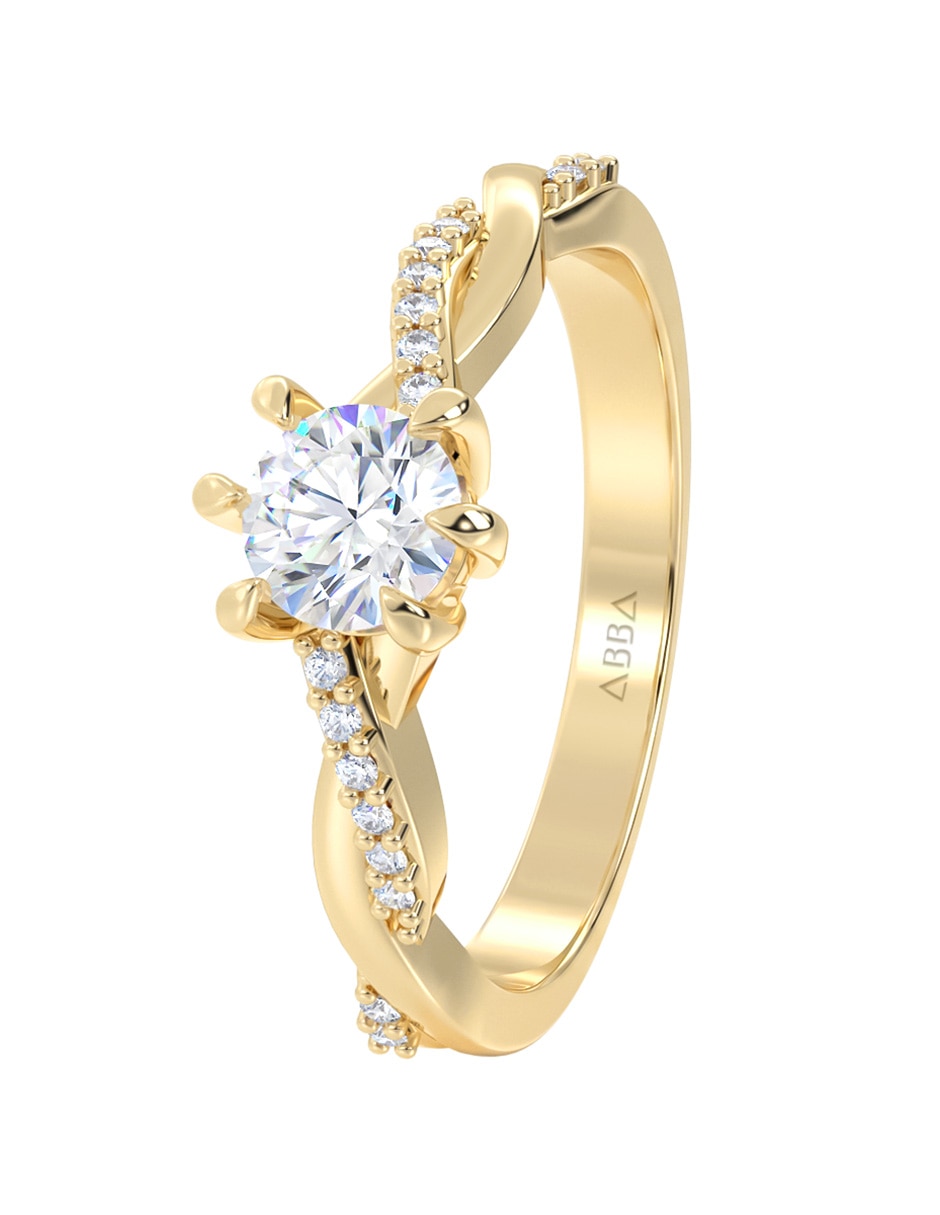 Anillo de compromiso de oro 14 K Abba Joyas zirconia