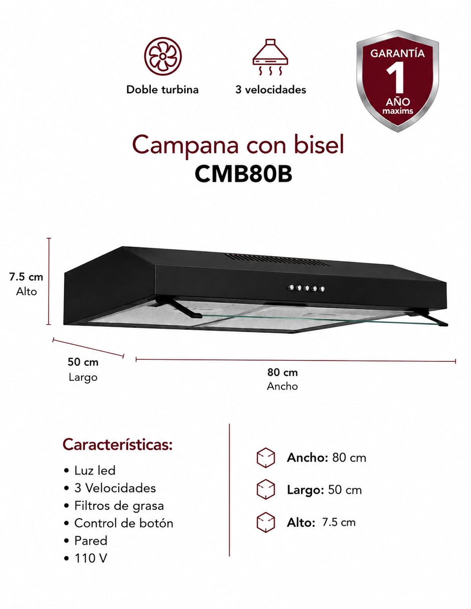Campana plana CMB80N de acero 3