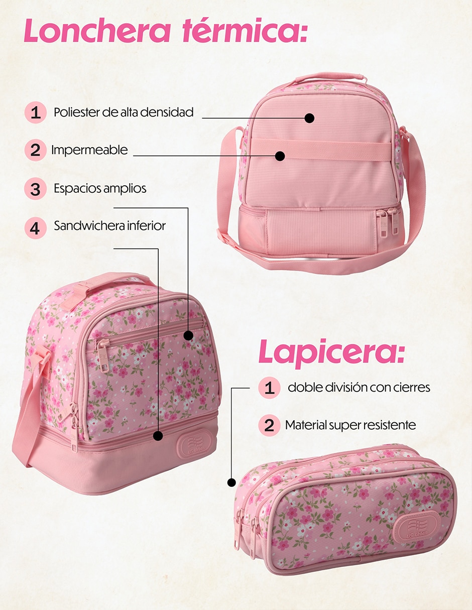 Set mochila escolar animal US Urban para niña