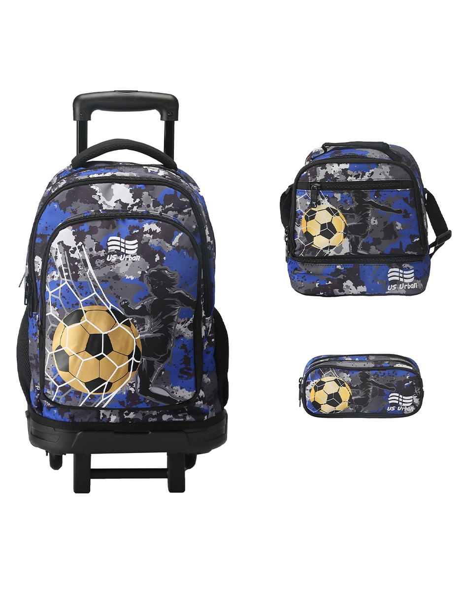 Set mochila escolar fútbol para niño