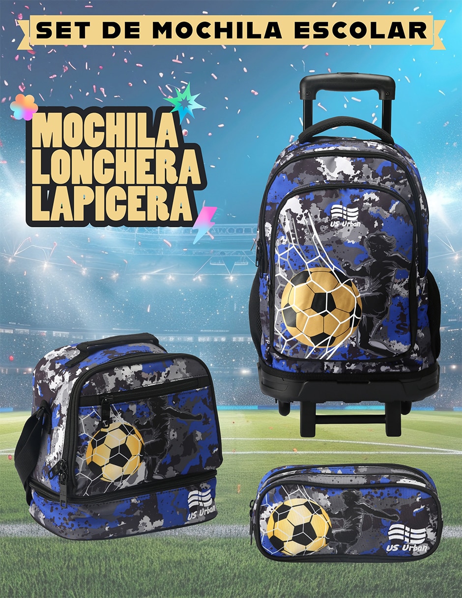 Set mochila escolar fútbol US Urban para niño