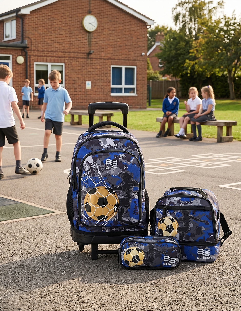 Set mochila escolar fútbol US Urban para niño