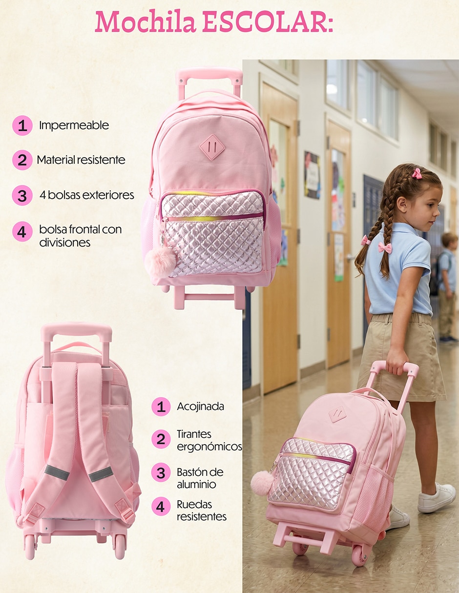 Set mochila escolar US Urban para niña
