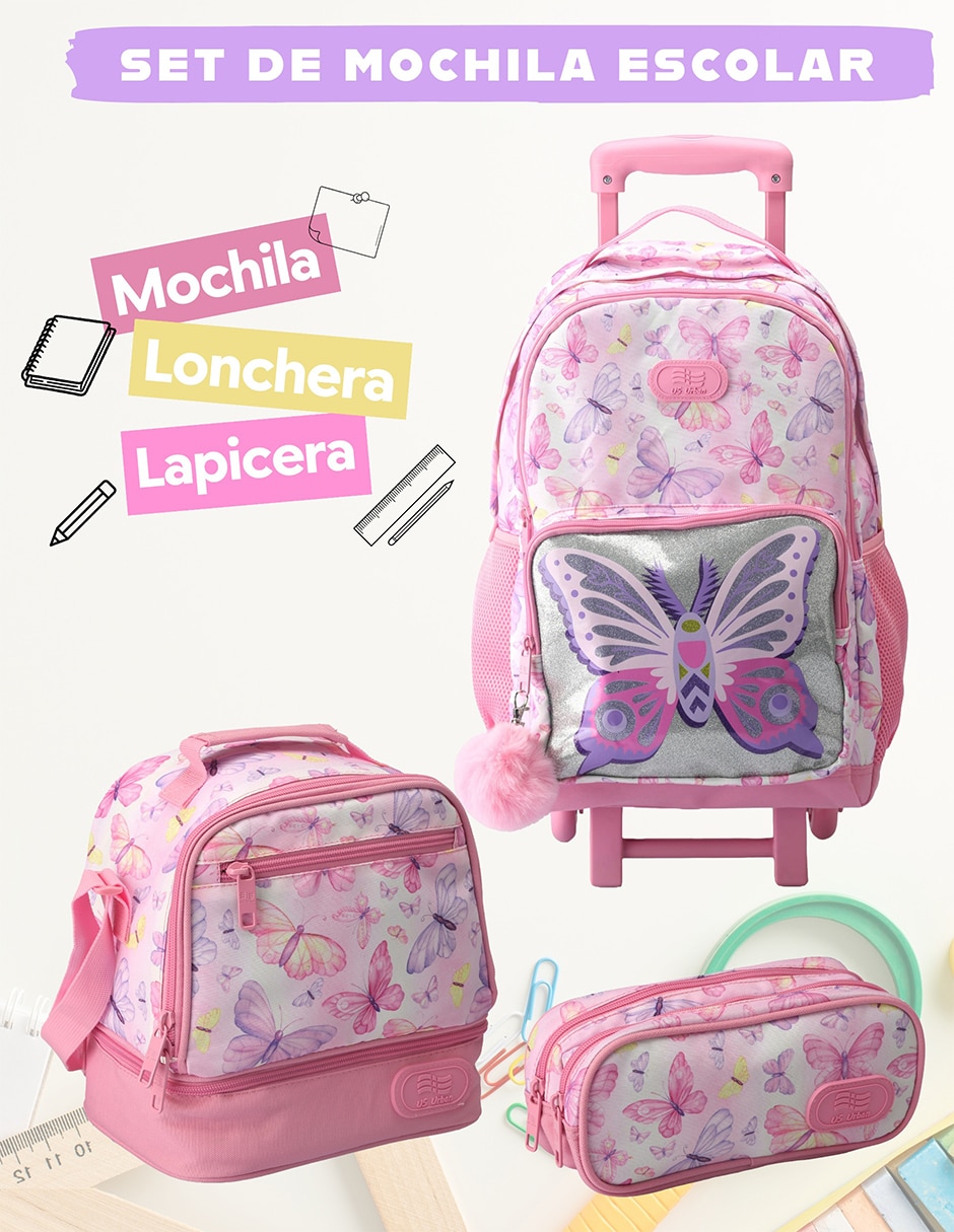 Set mochila escolar animal US Urban para niña