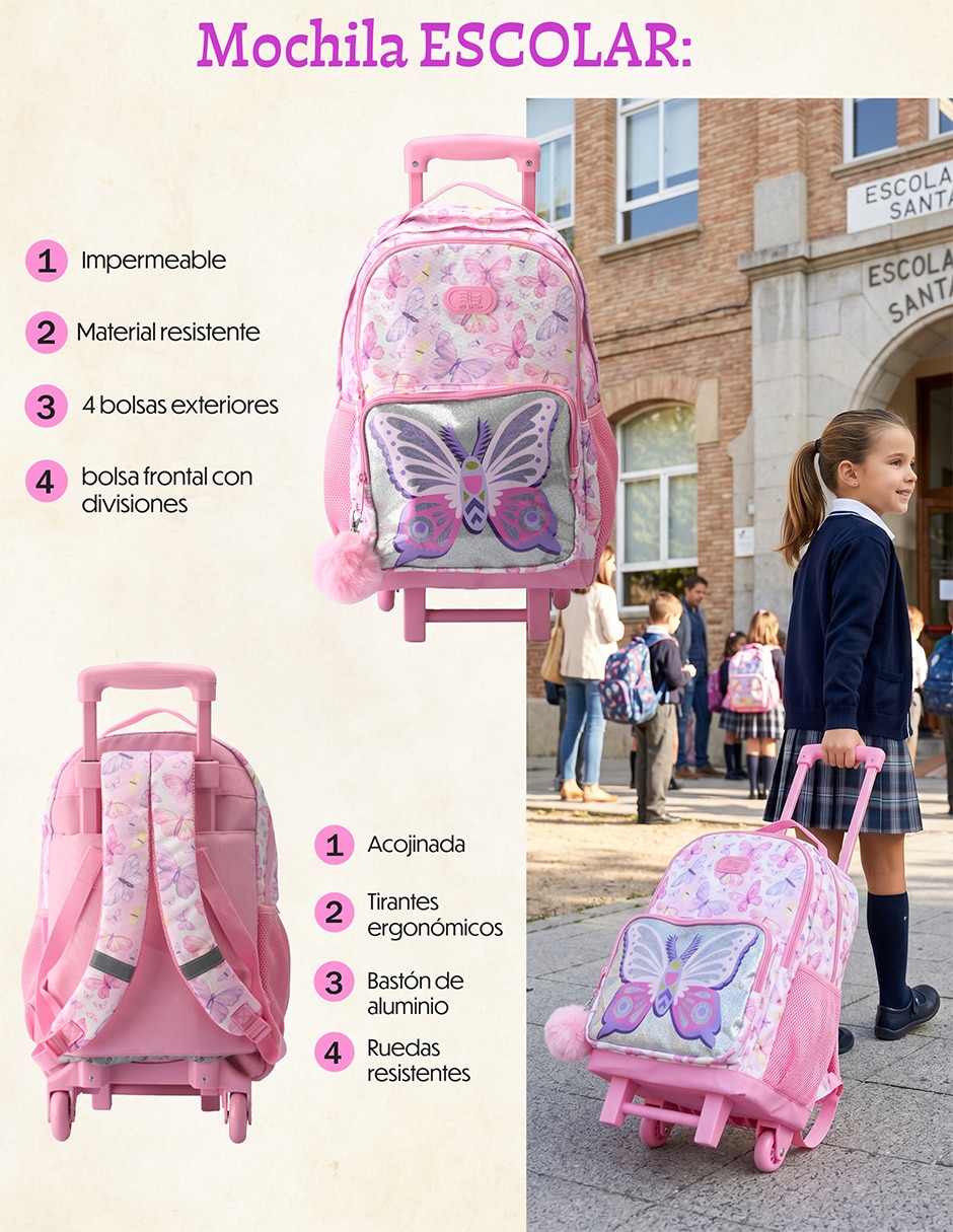 Set mochila escolar animal US Urban para niña