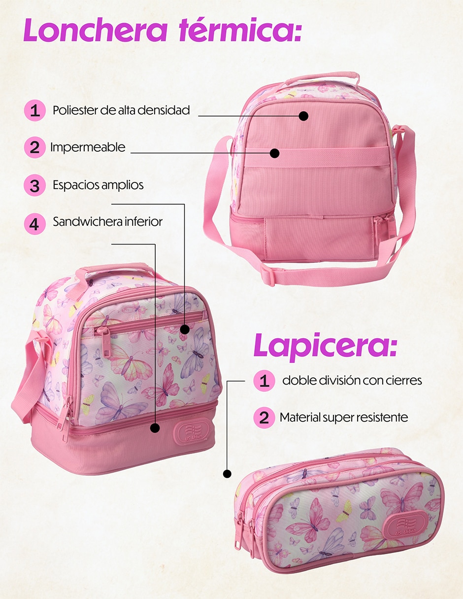 Set mochila escolar animal US Urban para niña