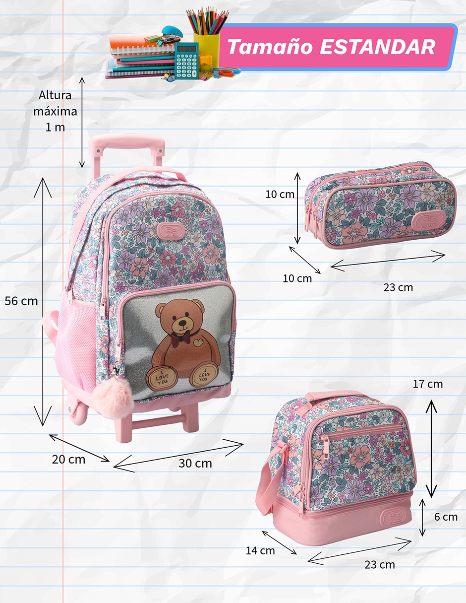 Set mochila escolar animal US Urban para niña