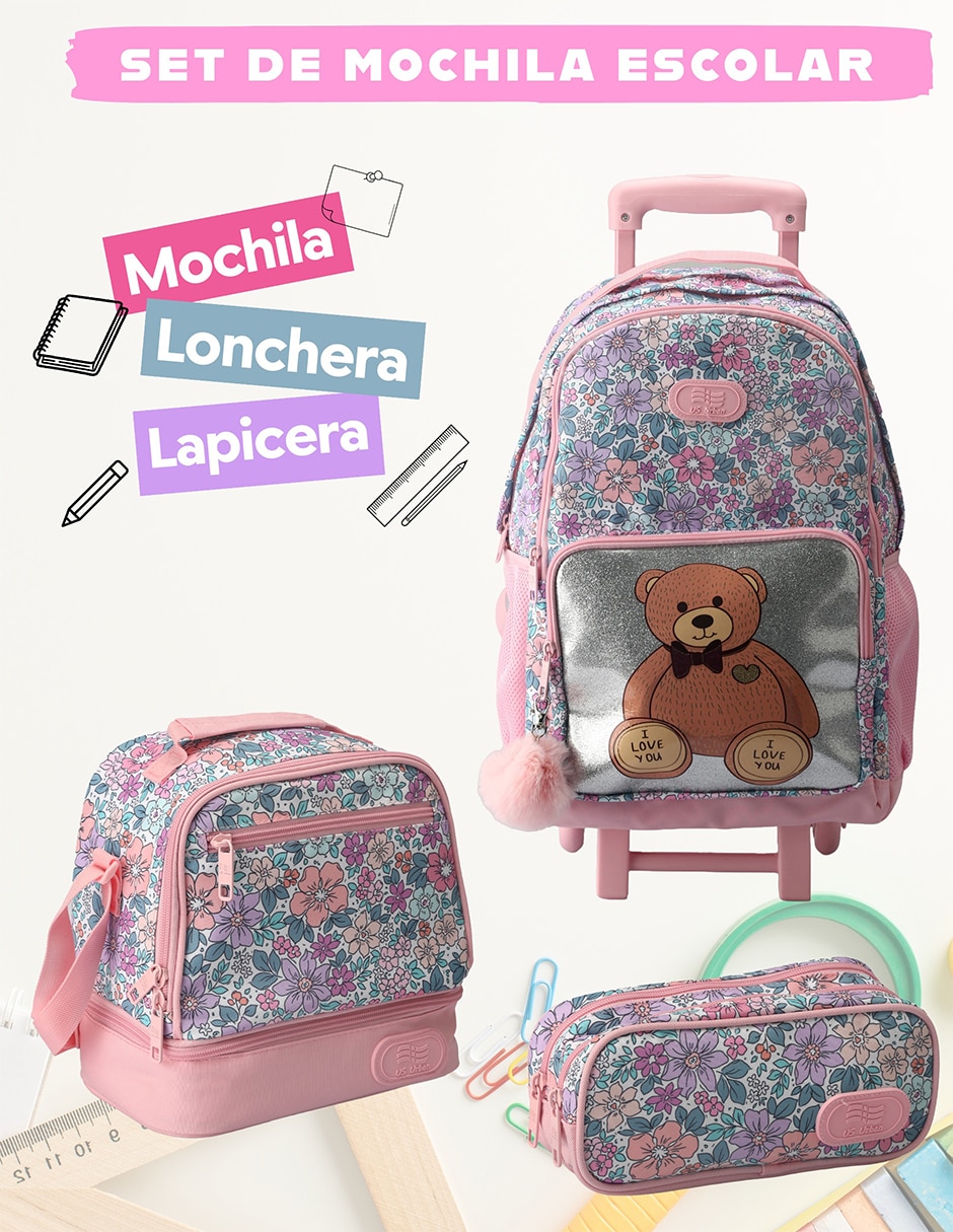Set mochila escolar animal US Urban para niña
