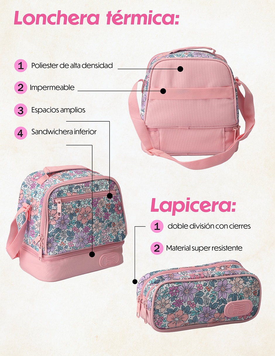 Set mochila escolar animal US Urban para niña