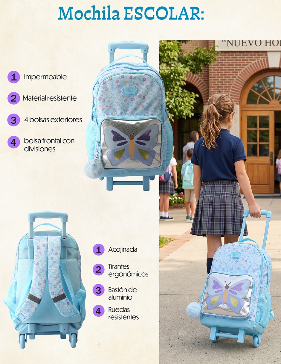 Set mochila escolar animal US Urban para niña