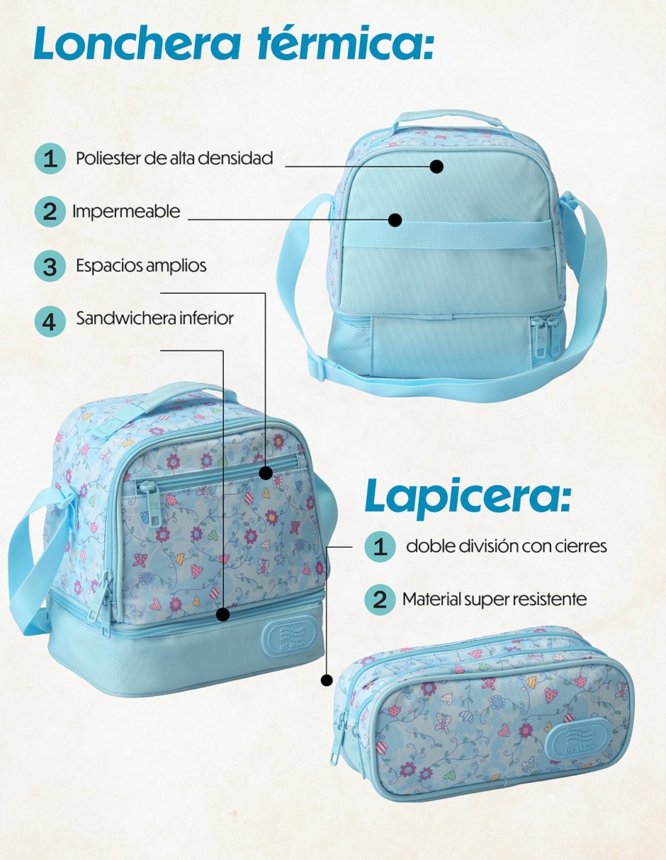 Set mochila escolar animal US Urban para niña