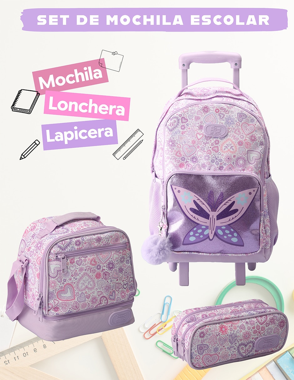 Set mochila escolar animal US Urban para niña