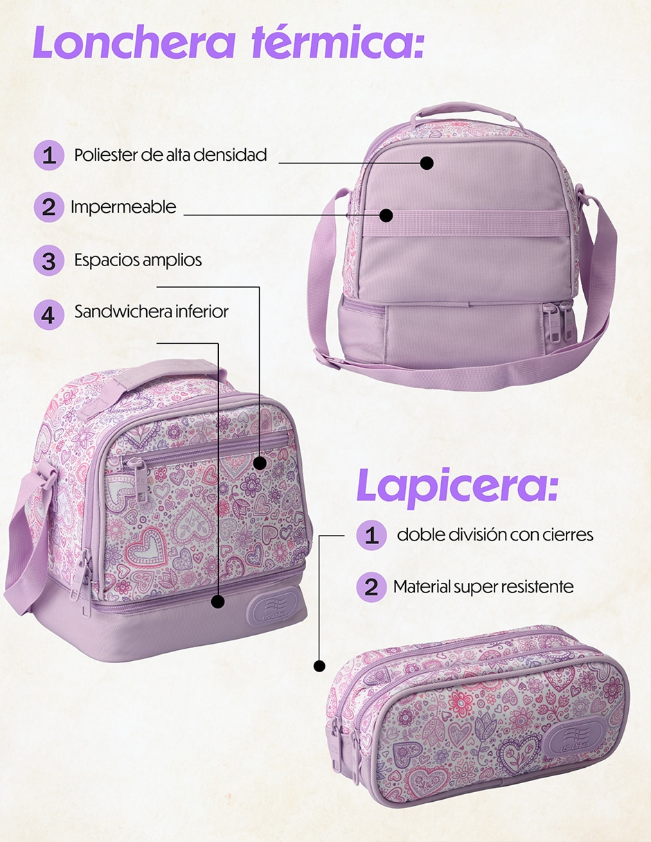 Set mochila escolar animal US Urban para niña
