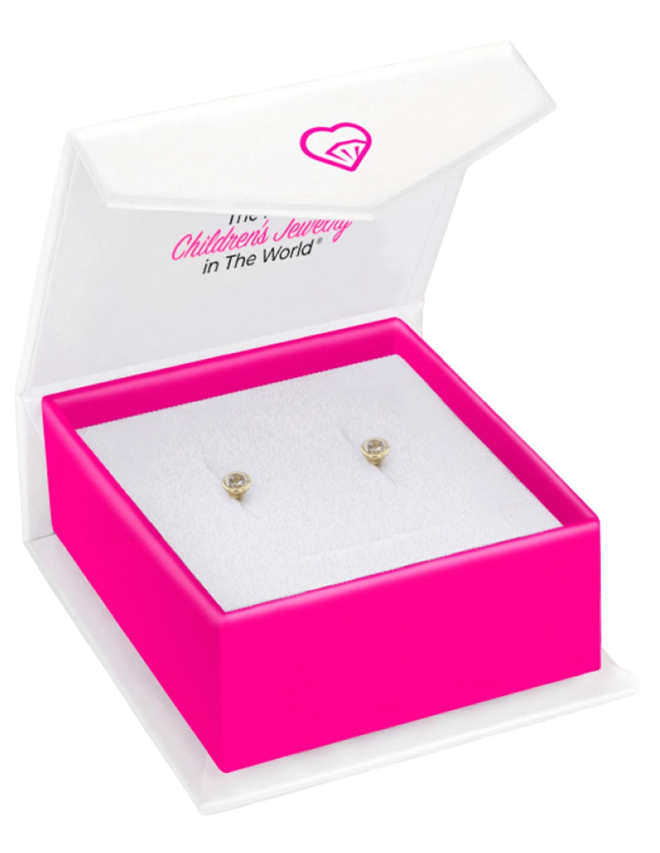 Broqueles redondos In Season Jewerly de oro amarillo 14 k con acabado mate zirconia 2