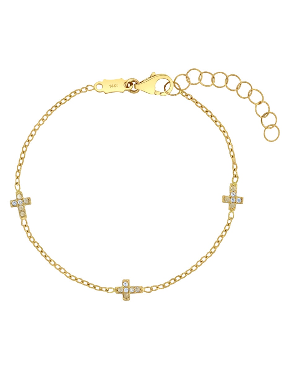 Pulsera de oro amarillo 14 k con acabado brillante