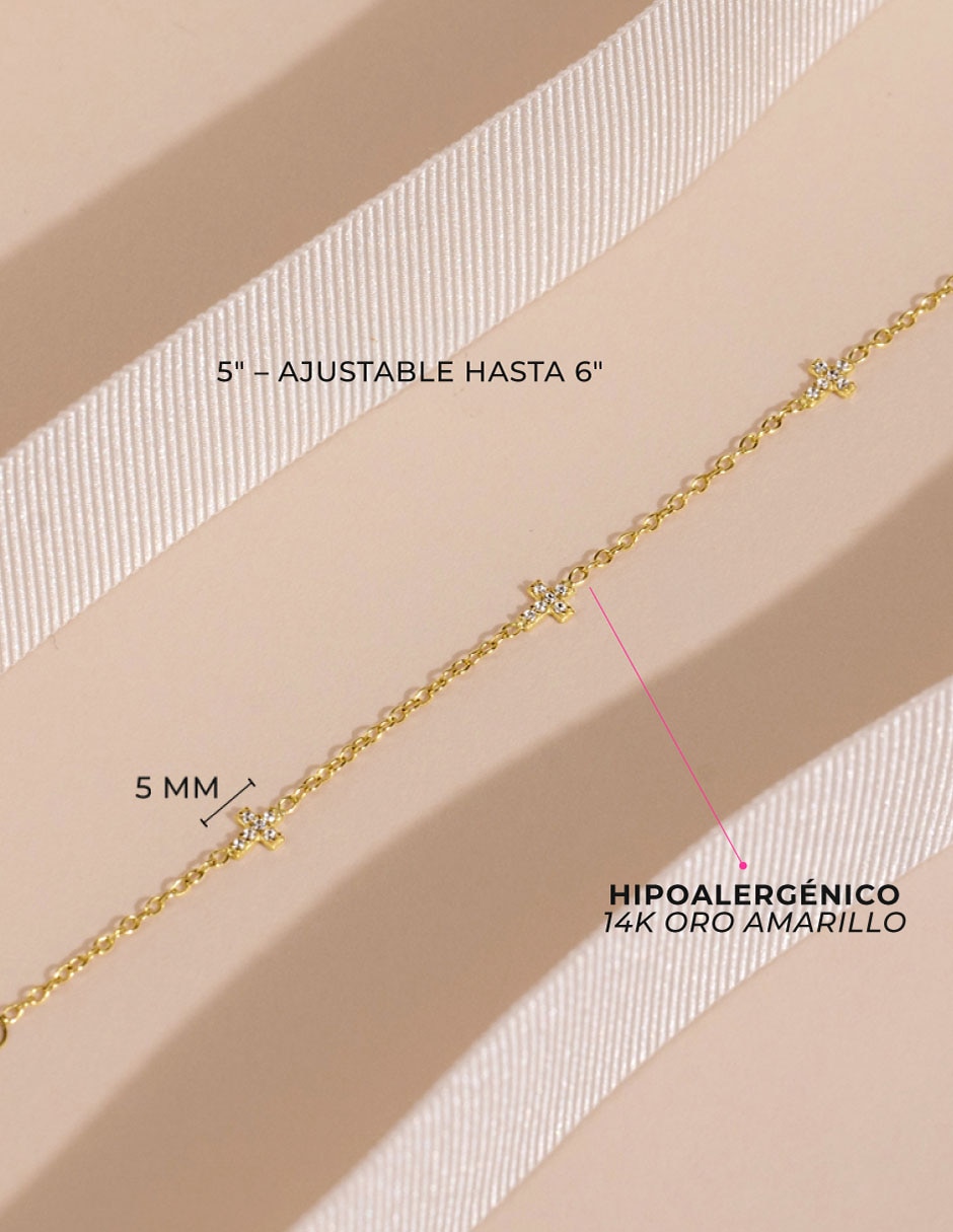 Pulsera de oro amarillo 14 k con acabado brillante 5